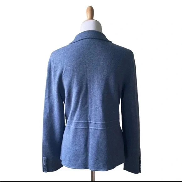 Talbots Merino Sweater Jacket Blazer in Heathered Denim Blue Medium - Picture 5 of 11